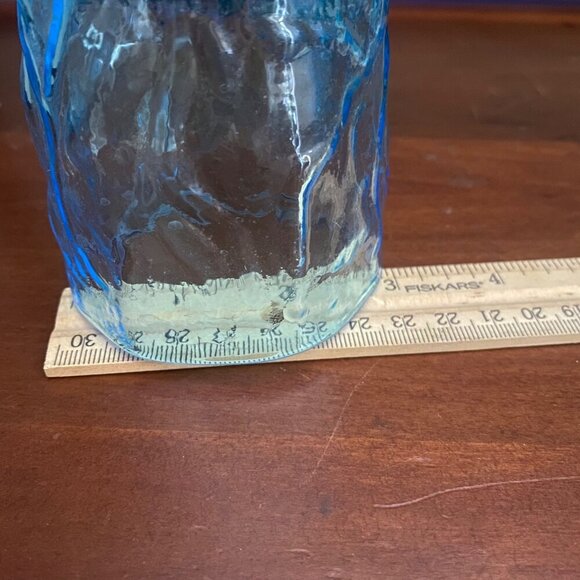 Morgantown Seneca Peacock Blue Driftwood  6-Set Tumbler Glasses Crinkle 12 oz - Picture 13 of 16